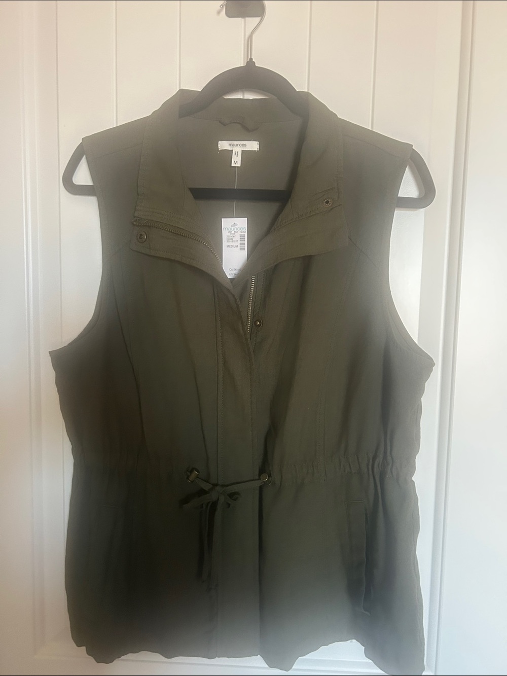 Maurices Olive Utility Drawstring Vest
